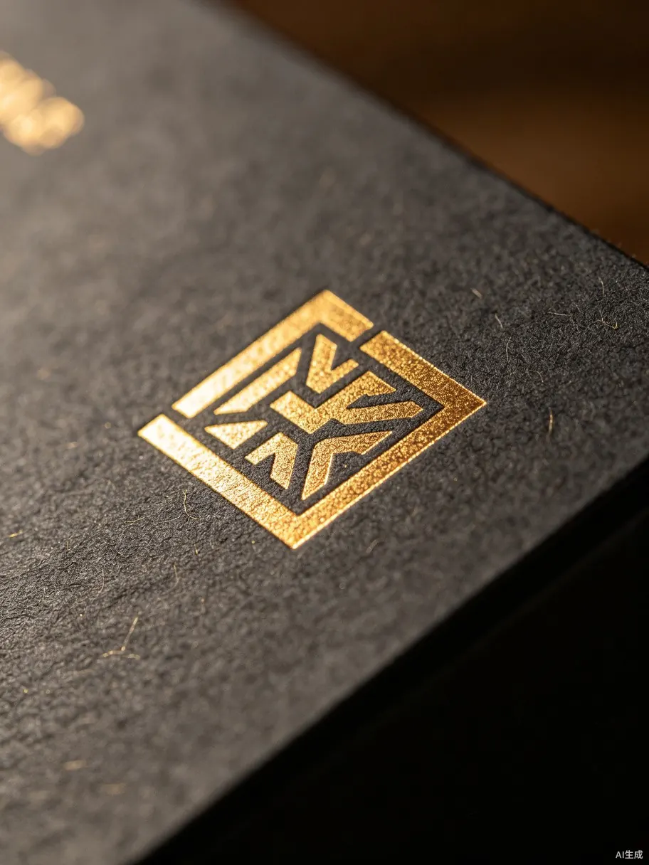 Close-up of embossed foil detail on premium packaging